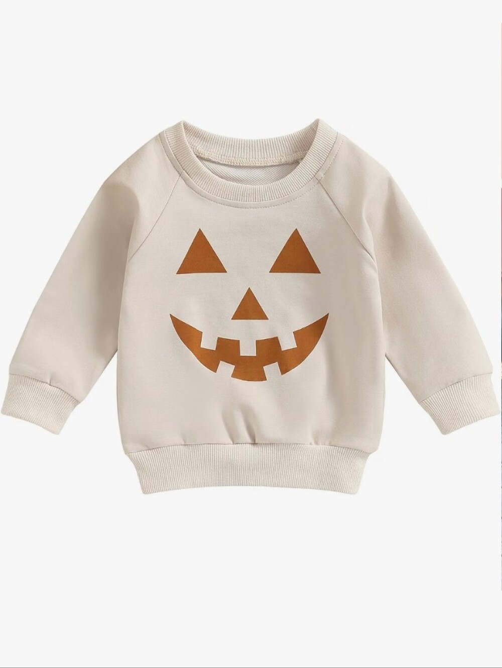 Kids Pumpkin Face Crewneck Sweatshirt - Cream, 2T